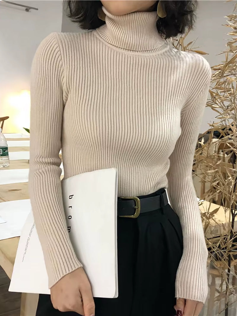Turtleneck Sweater Womens 2025 Autumn Winter Tops Korean Slim Women Pullover Jumper Knitted Sweater Pull Femme Hiver Truien