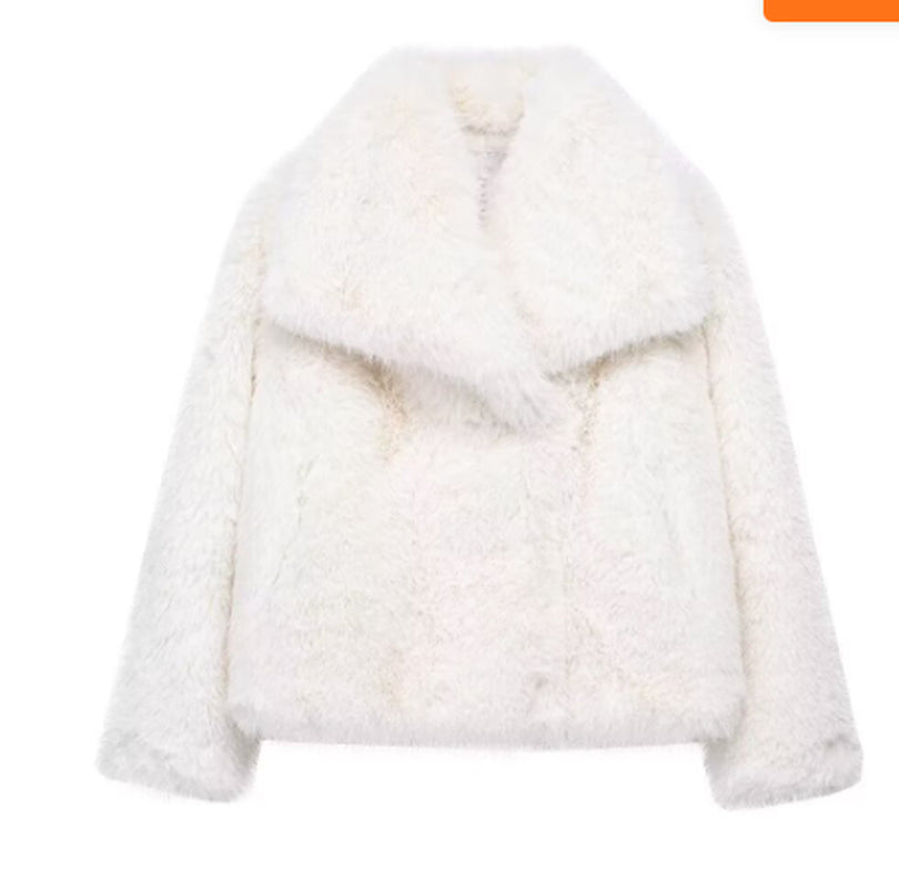 Women’s Winter Warm Plush-Feel Lapel Jacket — Thickened Long Sleeve Casual Coat