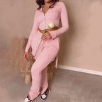 Women'S Casual Tight Sportswear - Multi-Pocket, Coat and Cap Suit Pants