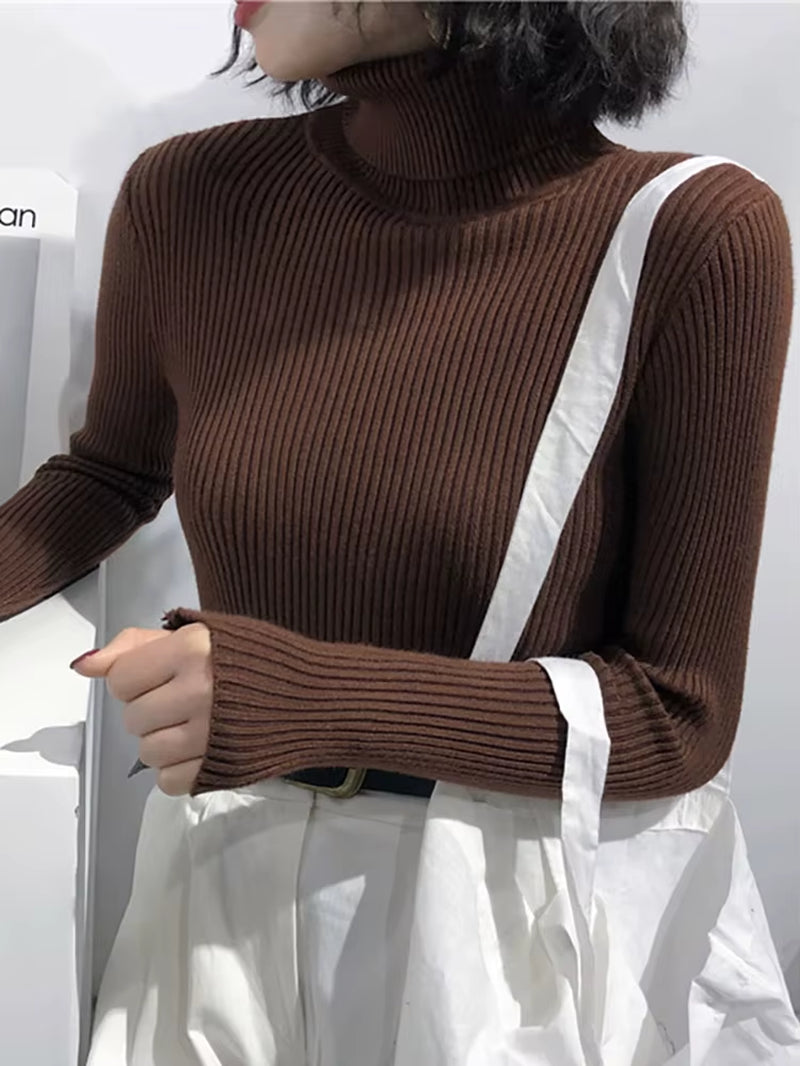 Turtleneck Sweater Womens 2025 Autumn Winter Tops Korean Slim Women Pullover Jumper Knitted Sweater Pull Femme Hiver Truien