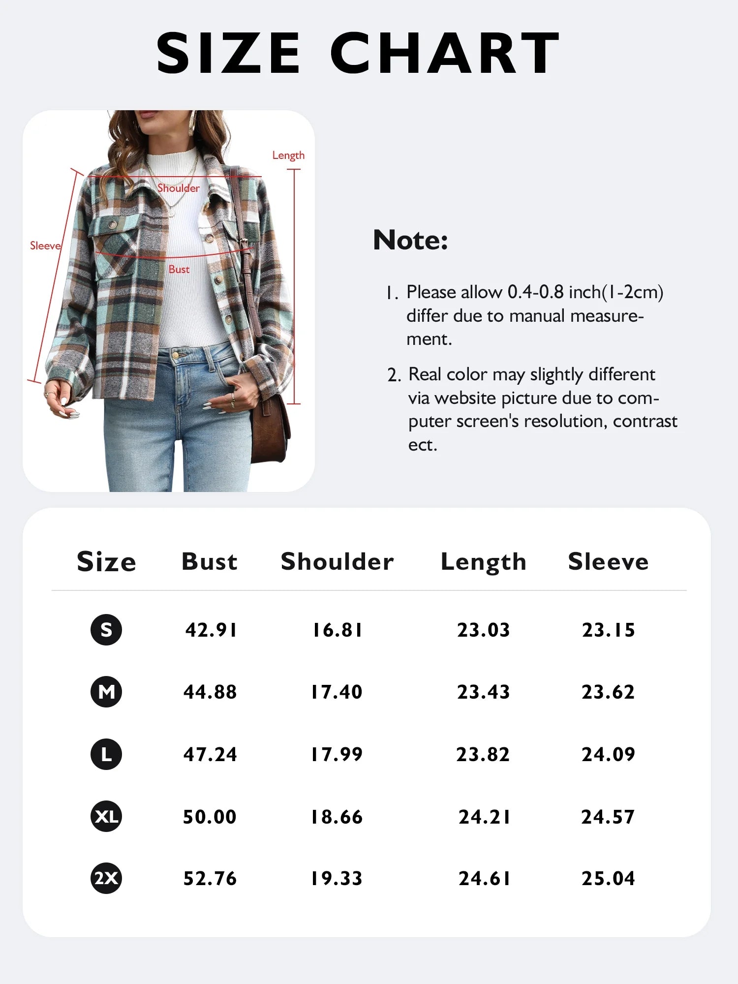 Women’s Plaid Shacket Jacket – Long Sleeve Button-Down Flannel Shirt Coat with Pockets, Fall Layering Overshirt