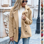Chic Loose Lapel Fluffy Winter Coat - Stylish Button Jacket Cardigan for Women