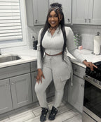 Women'S Casual Tight Sportswear - Multi-Pocket, Coat and Cap Suit Pants