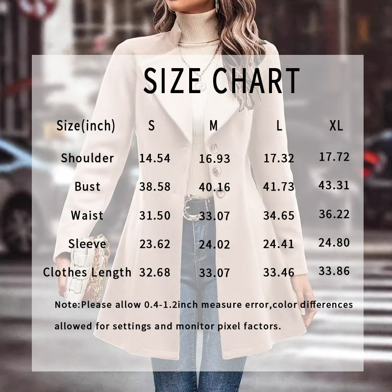 Chic Women's Winter Overcoat - Stylish Lapel Collar Long Pea Coat