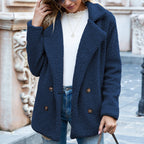 Chic Loose Lapel Fluffy Winter Coat - Stylish Button Jacket Cardigan for Women