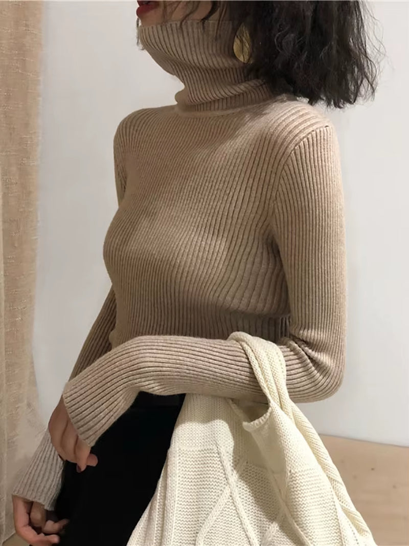 Turtleneck Sweater Womens 2025 Autumn Winter Tops Korean Slim Women Pullover Jumper Knitted Sweater Pull Femme Hiver Truien