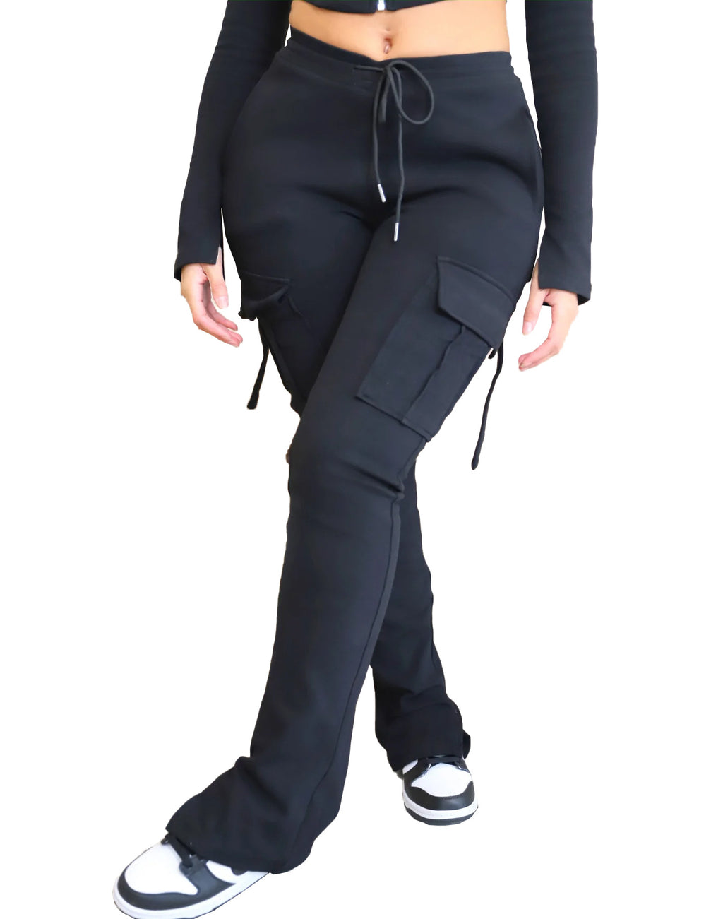 Women'S Casual Tight Sportswear - Multi-Pocket, Coat and Cap Suit Pants