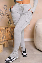 Women'S Casual Tight Sportswear - Multi-Pocket, Coat and Cap Suit Pants