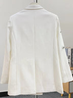 Sparkling Rhinestone Feather Blazer for Women — Premium Double Breasted Jacket