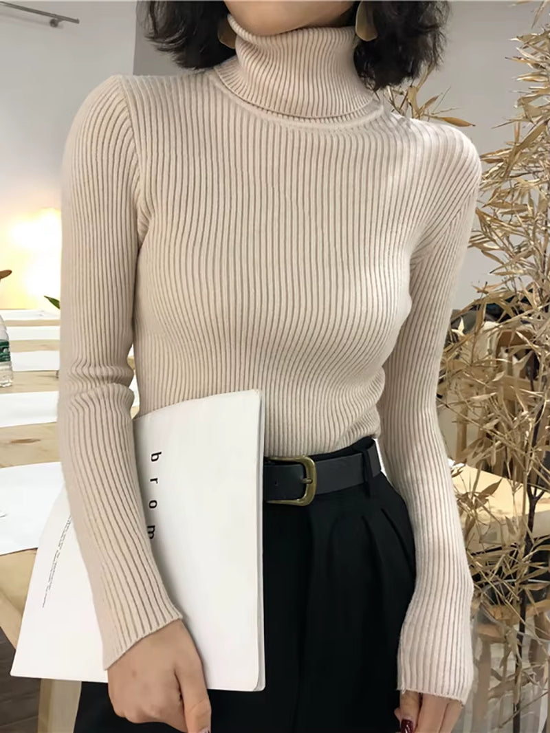 Turtleneck Sweater Womens 2025 Autumn Winter Tops Korean Slim Women Pullover Jumper Knitted Sweater Pull Femme Hiver Truien