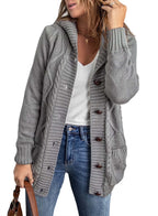 Eytino Women’s Hooded Knit Cardigan Sweater Coat – Button Down, Long Sleeve, Pockets, Loose Fit