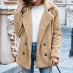 Chic Loose Lapel Fluffy Winter Coat - Stylish Button Jacket Cardigan for Women